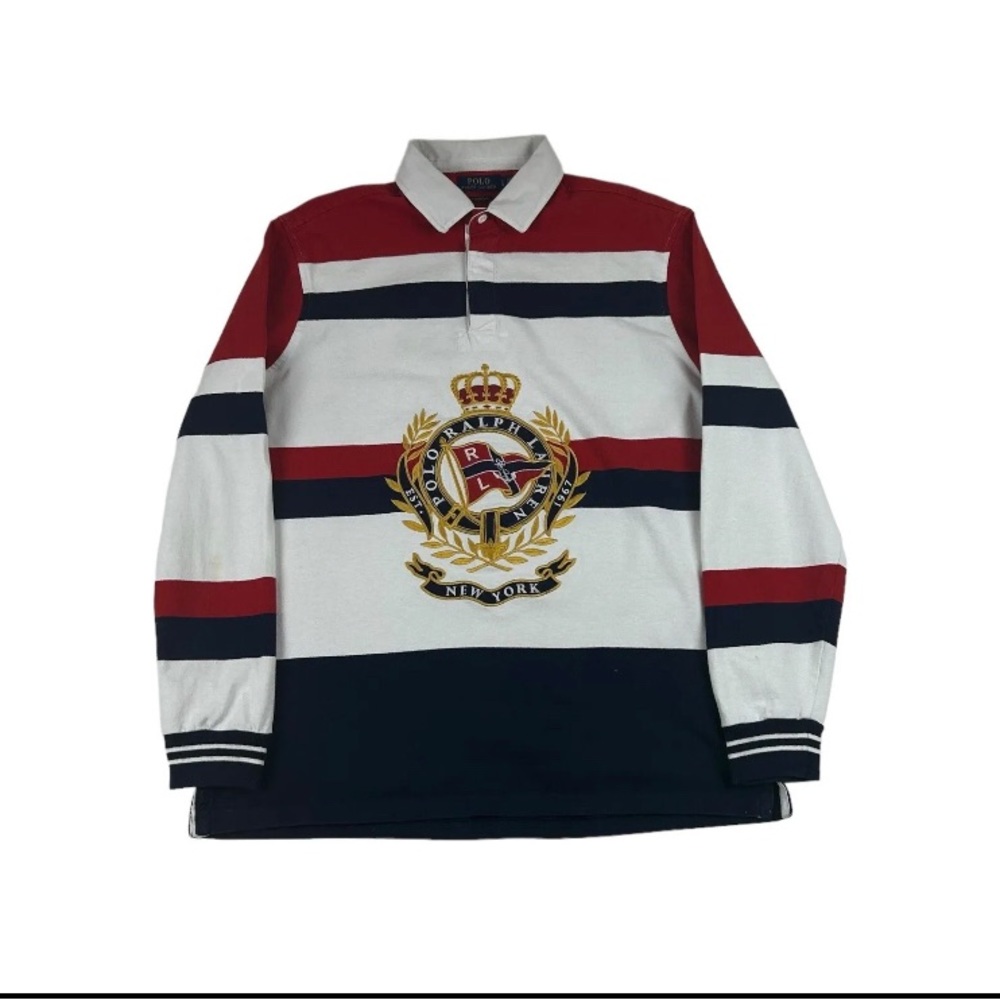 Ralph lauren polo crest stripped rugby size L